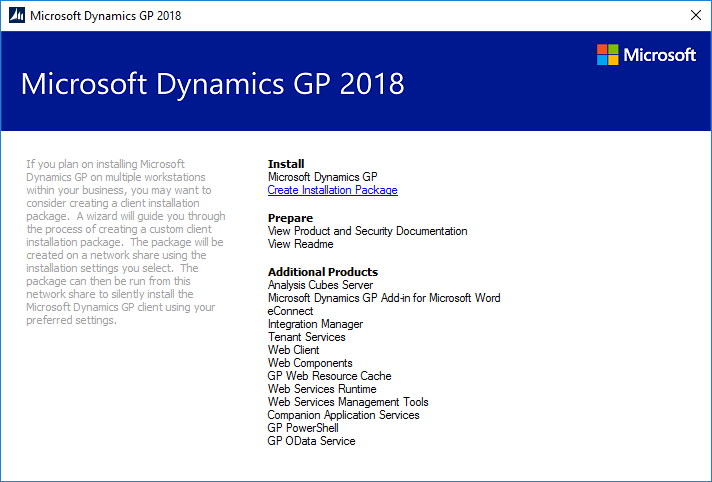 Microsoft Dynamics GP 2018